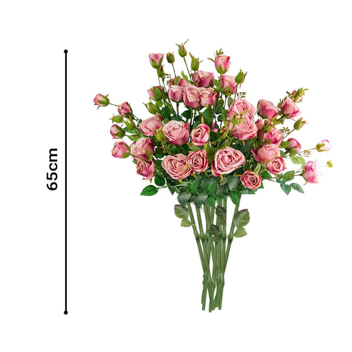 10 Bunch Artificial Silk Rose 6 Heads Flower Fake Bridal