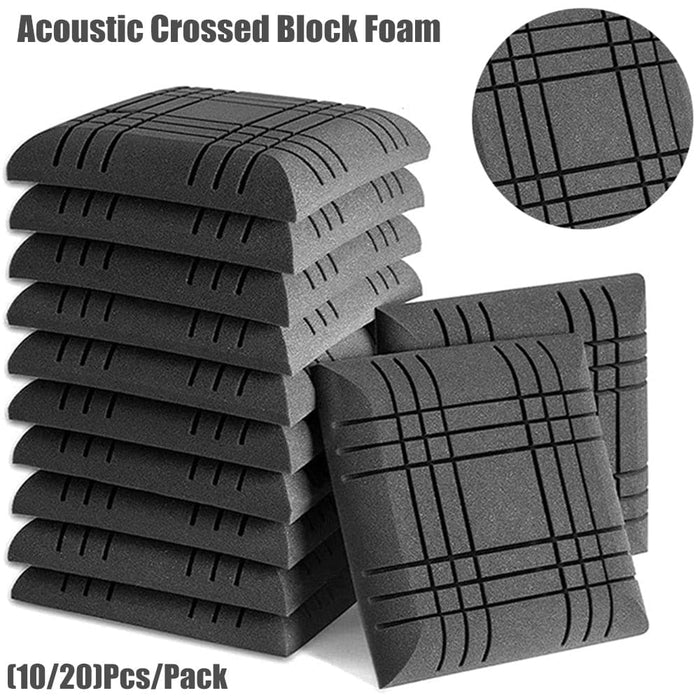 10 20pcs Crossed Block Acoustic Soundproof Foam Panel
