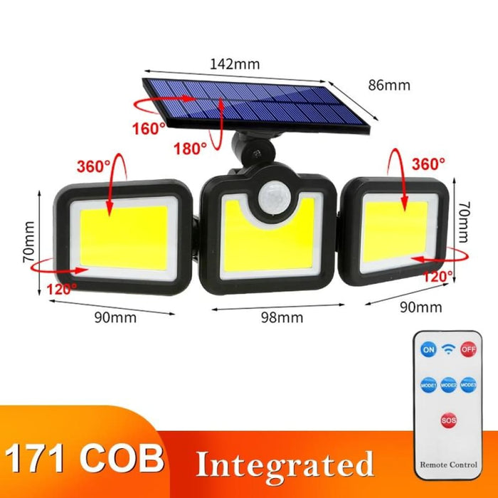 108 122 138 171 Led Solar Lights Outdoor 3 Head Motion