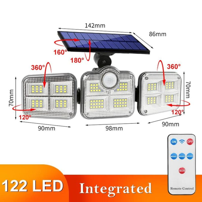 108 122 138 171 Led Solar Lights Outdoor 3 Head Motion