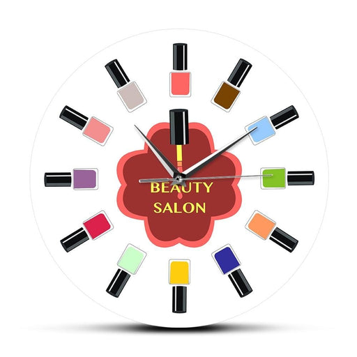 12 Colorful Nail Polish Beauty Salon Wall Clock