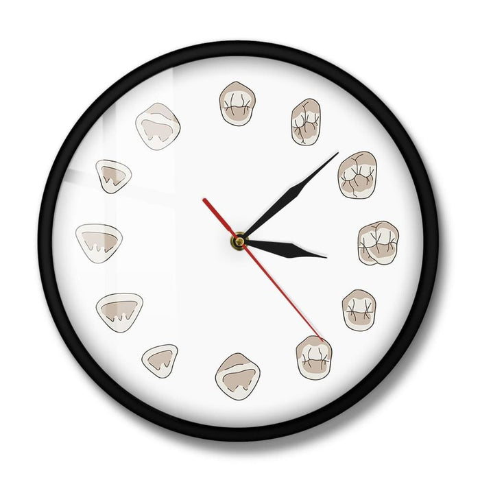 12 Tooth Modern Clinic Wall Clock Hygienist Silent Watch