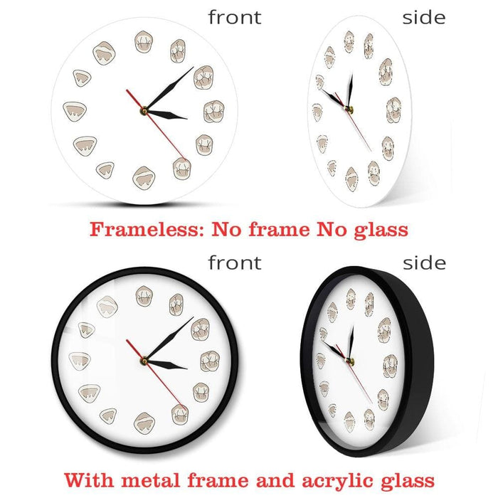 12 Tooth Modern Clinic Wall Clock Hygienist Silent Watch