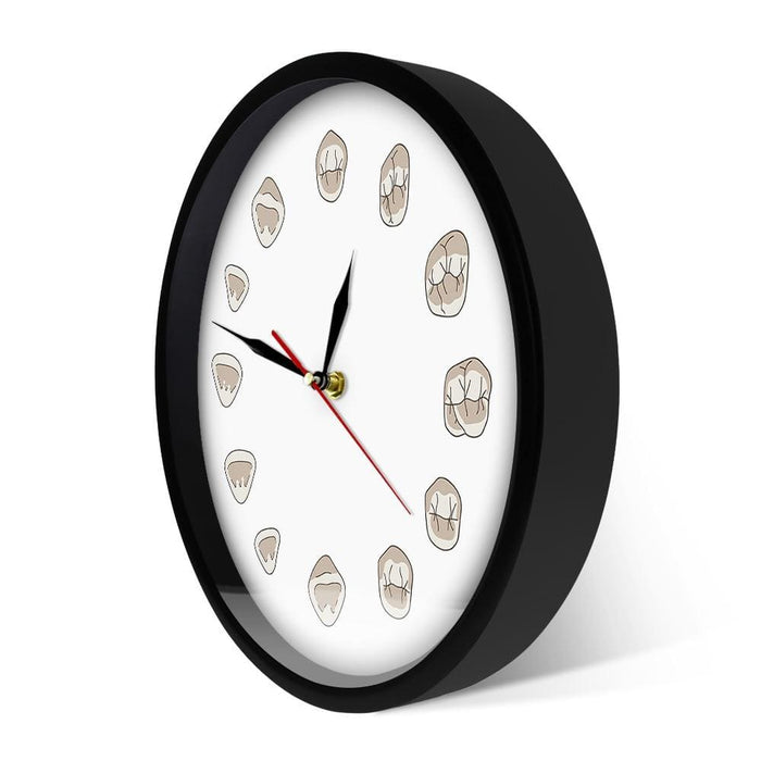 12 Tooth Modern Clinic Wall Clock Hygienist Silent Watch