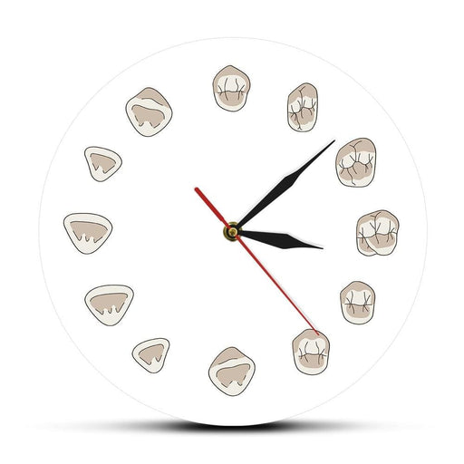 12 Tooth Modern Clinic Wall Clock Hygienist Silent Watch
