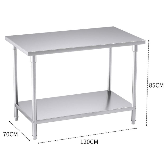 120*70*85cm Commercial Catering Kitchen Stainless Steel Prep