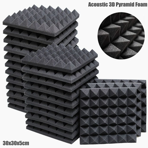 12 24pcs 30x30x5cm Acoustic Soundproof Foam Panel With Tapes