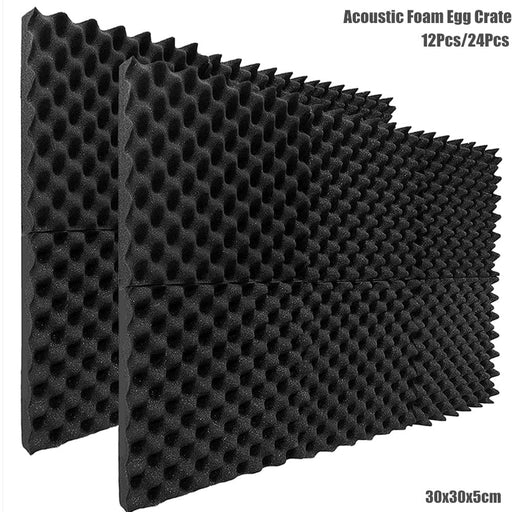 12 24pcs 30x30x5cm Acoustic Soundproof Foam Panel With Tapes