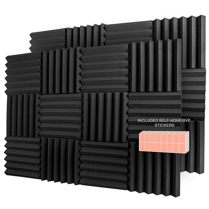 12 24pcs 30x30x5cm Acoustic Soundproof Foam Panel With Tapes