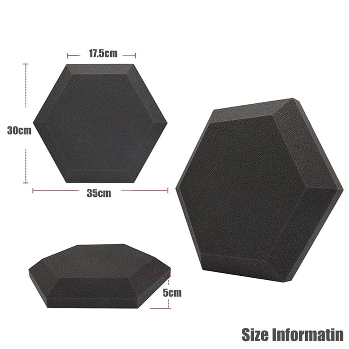 12 24pcs Hexagon Acoustic Soundproof Foam Panel With Tapes