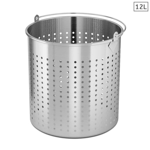12l 18 10 Stainless Steel Perforated Stockpot Basket Pasta