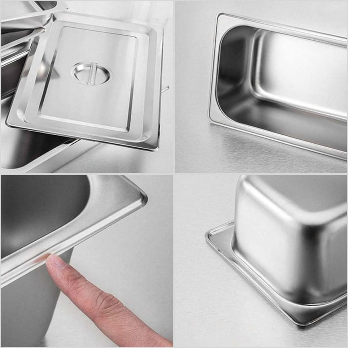 12x Gastronorm Gn Pan Full Size 1 6.5cm Deep Stainless Steel