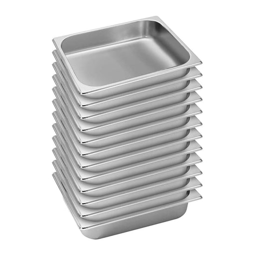 12x Gastronorm Gn Pan Full Size 1 2 6.5cm Deep Stainless