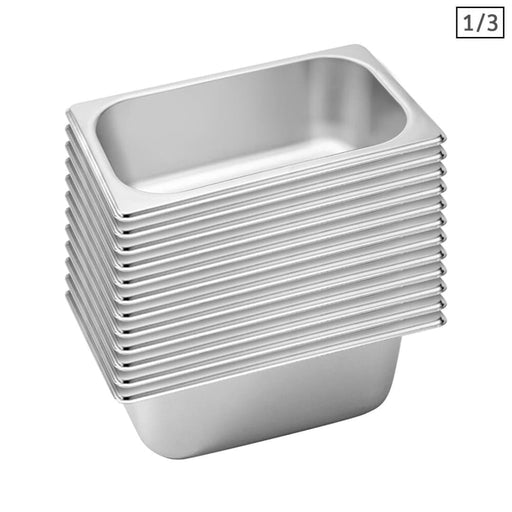 12x Gastronorm Gn Pan Full Size 1 3 10cm Deep Stainless