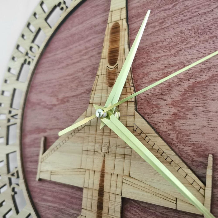 F-16 Fighting Falcon Wooden Wall Clock