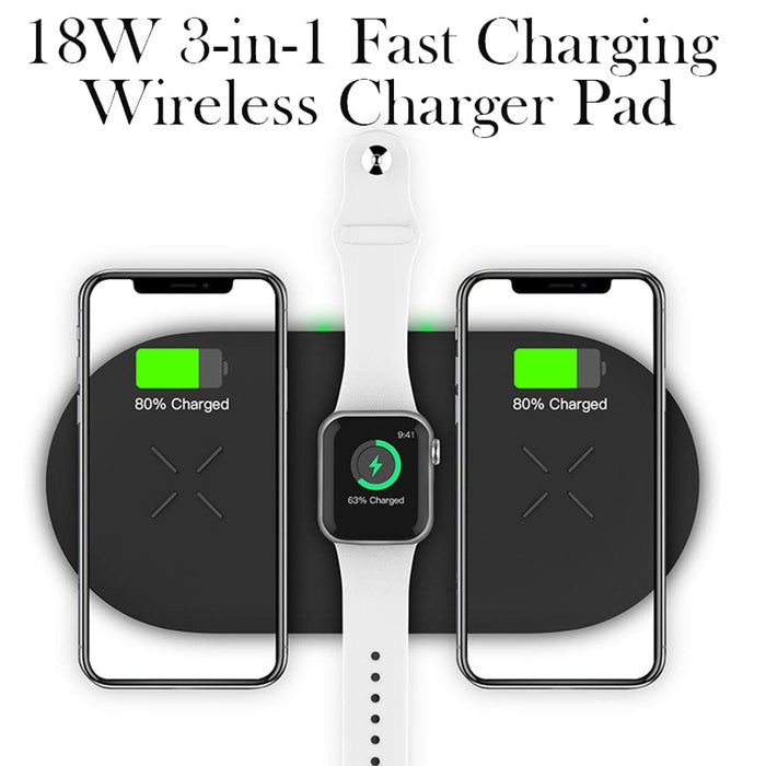 Vibe Geeks 18w 3-in-1 Fast Charging Wireless Qi Charger Pad