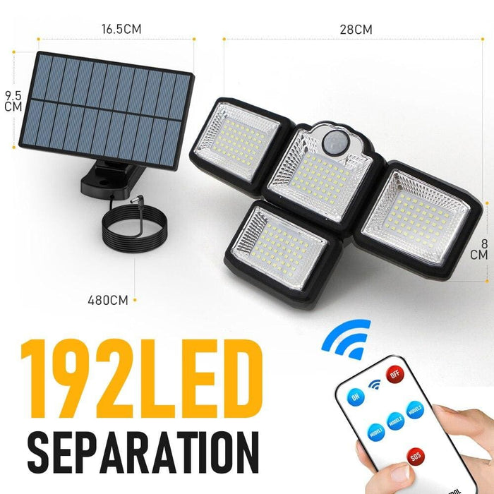 192 198 Led Outdoor Solar Lights 4 Head Motion Sensor 270