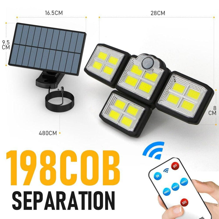 192 198 Led Outdoor Solar Lights 4 Head Motion Sensor 270