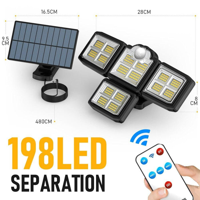 192 198 Led Outdoor Solar Lights 4 Head Motion Sensor 270