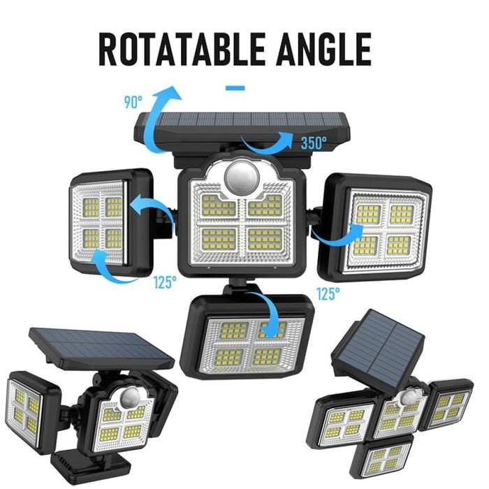 192 198 Led Outdoor Solar Lights 4 Head Motion Sensor 270