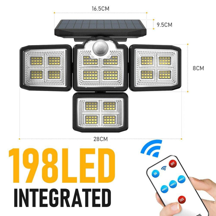 192 198 Led Outdoor Solar Lights 4 Head Motion Sensor 270