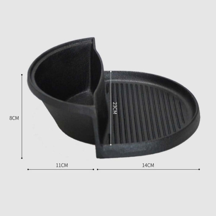 2 In 1 Cast Iron Ribbed Fry Pan Skillet Griddle Bbq