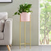 2 Layer 60cm Gold Metal Plant Stand With Pink Flower Pot