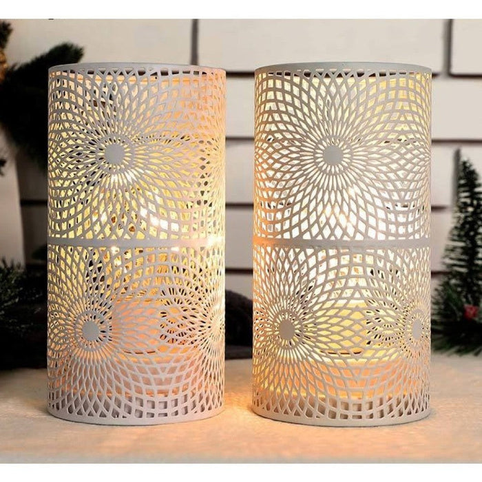 2 Pack Modern Nordic Cylinder Night Light Candle Holder for Bedroom