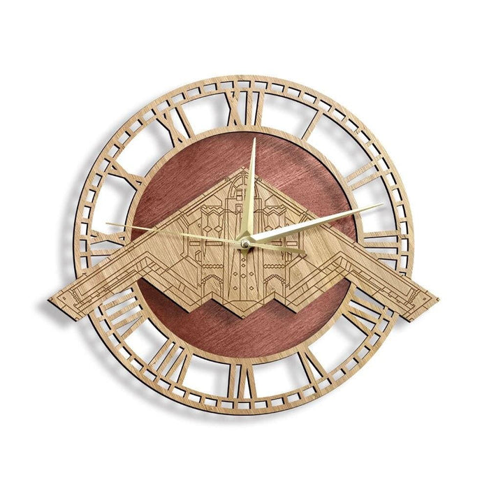 B-2 Spirit Stealth Bomber Wooden Wall Clock