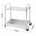2 Tier 85x45x90cm Stainless Steel Kitchen Dining Food Cart