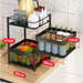 2 Tier Steel Square Rotating Kitchen Cart Multi-functional