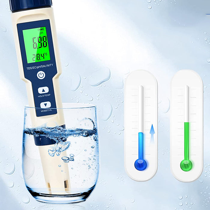 Vibe Geeks 5 In 1 High Accuracy Digital Ph Tester For Water