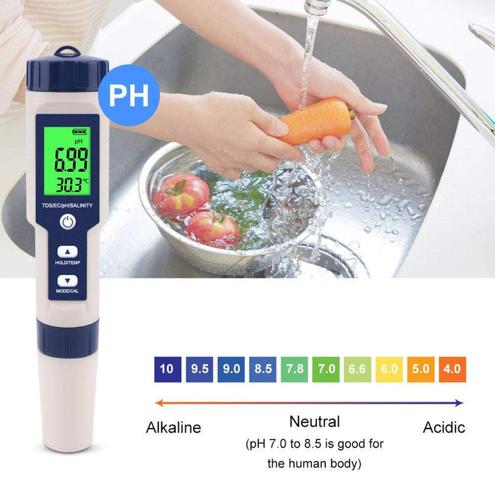 Vibe Geeks 5 In 1 High Accuracy Digital Ph Tester For Water