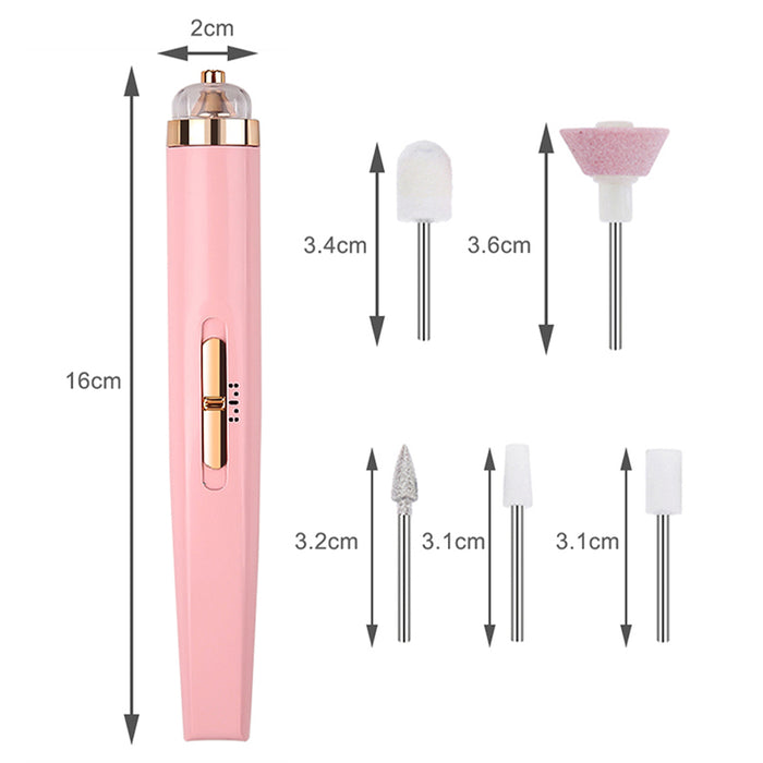 Vibe Geeks 5 IN 1 Electric Nail Drill Kit Full Manicure and Pedicure Tool - USB Rechargeable