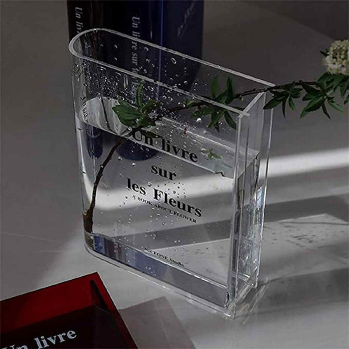Vibe Geeks Clear Book Vase Artistic and Cultural Decor Acrylic Vase