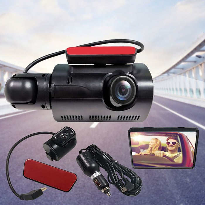 Vibe Geeks HD1080P Dual Lens Car Dash Cam Comprehensive Coverage