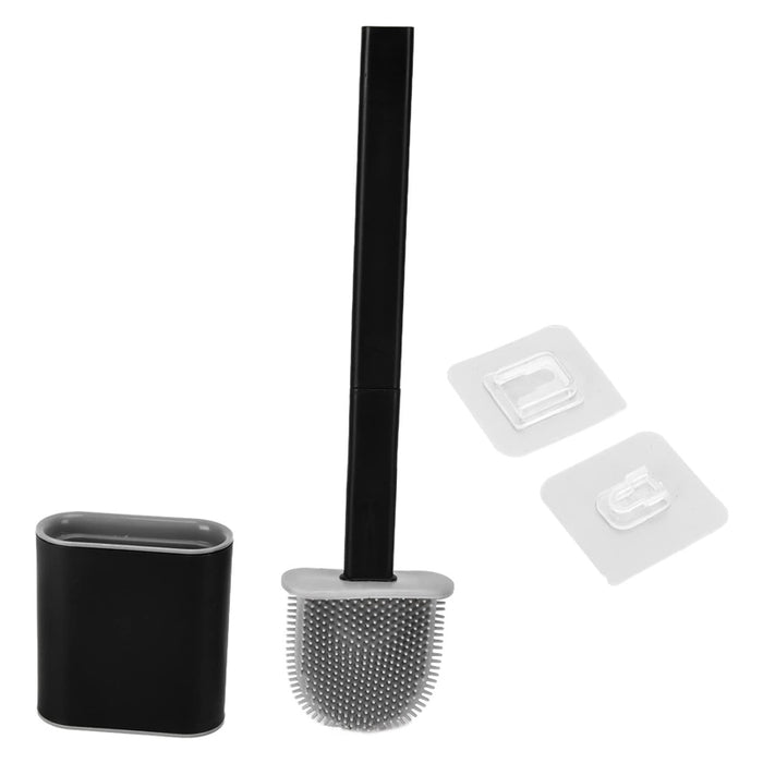 Pack of 2 Bathroom Silicone Bristles Toilet Brush with Holder Brush Set