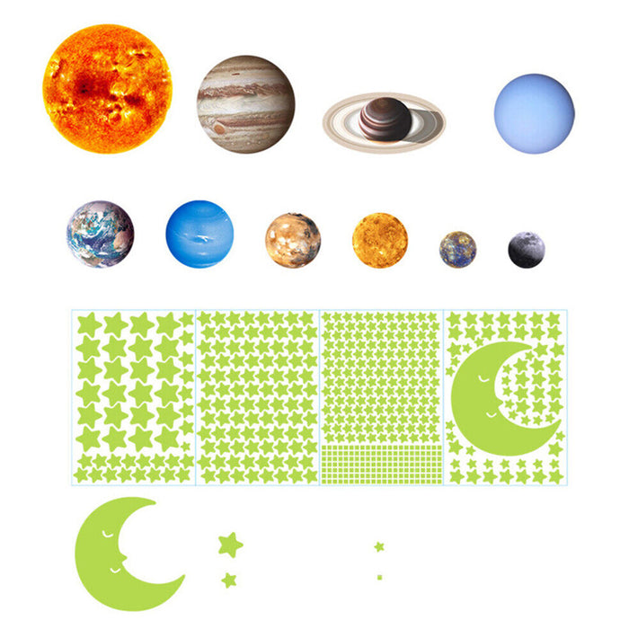 Vibe Geeks 525 Pcs Luminous Solar System Glow in the Dark Wall Ceiling Stickers