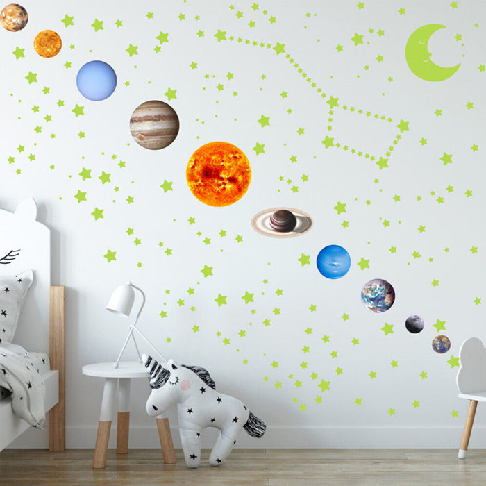 Vibe Geeks 525 Pcs Luminous Solar System Glow in the Dark Wall Ceiling Stickers