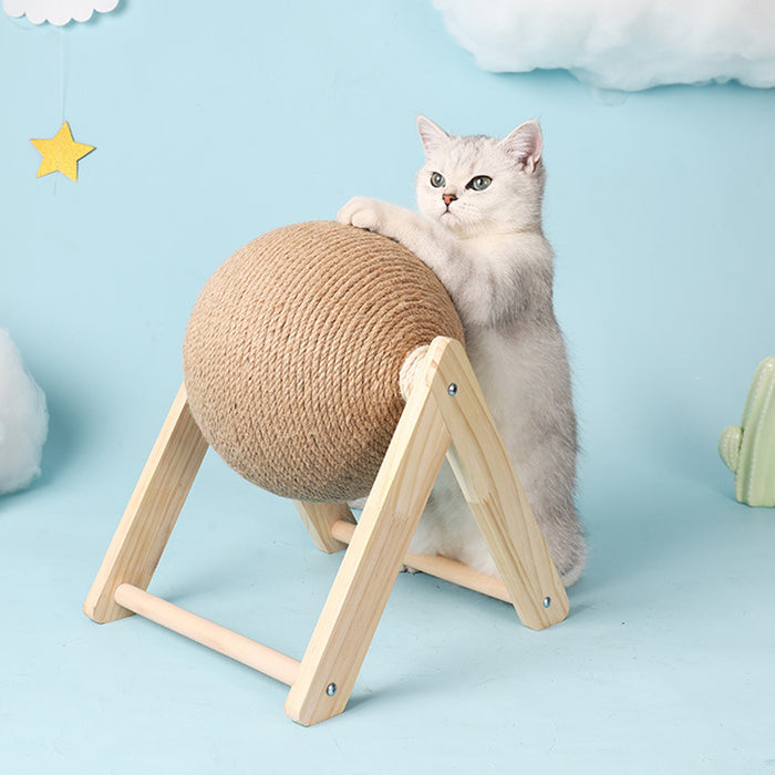 Vibe Geeks Cat Wooden Scratching Post Interactive Sisal Pet