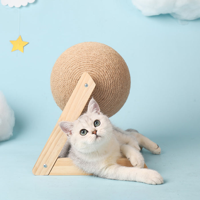 Vibe Geeks Cat Wooden Scratching Post Interactive Sisal Pet