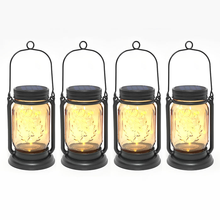 Vibe Geeks 4 Pack Solar Hanging Mason Jar Lights Decorative