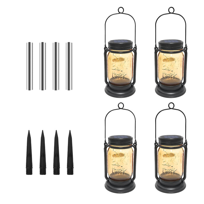 Vibe Geeks 4 Pack Solar Hanging Mason Jar Lights Decorative