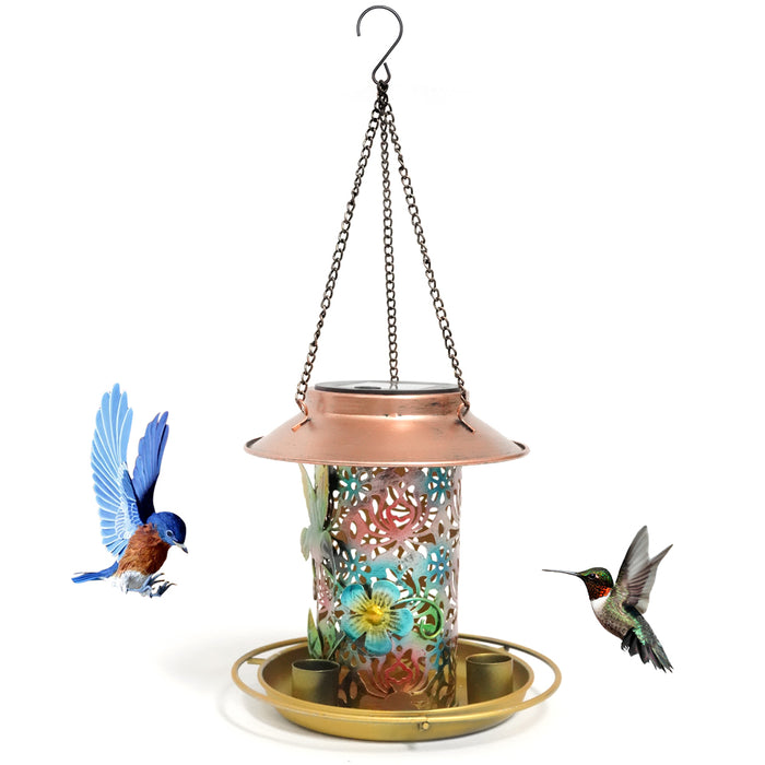 Vibe Geeks Solar Powered Hanging Bird Feeder And Garden