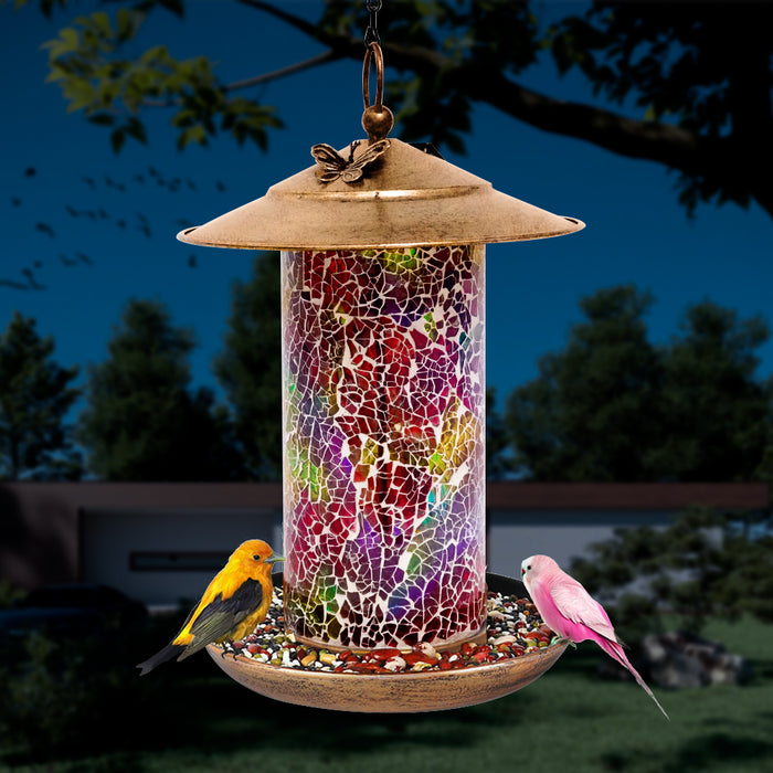 Vibe Geeks Lumiro Outdoor Hanging Solar Bird Feeder