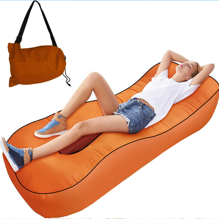 Vibe Geeks Ergonomic Inflatable Lounger Beach Bed Camping