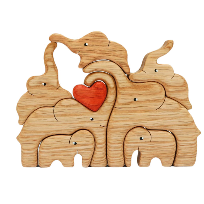 Vibe Geeks Wooden Elephant Family Stackable Figurine