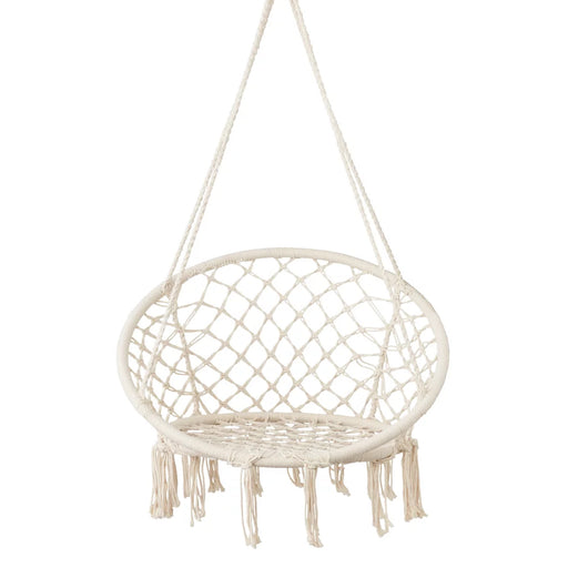 Vibe Geeks Macrame Swing Chair Hanging Cotton Rope Hammock