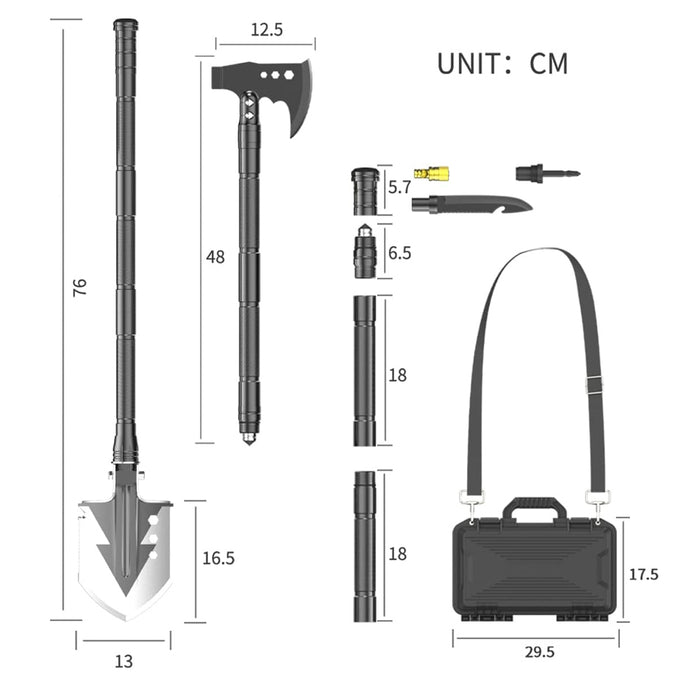 Vibe Geeks Multifunctional Shovel Tactical Outdoor Survival