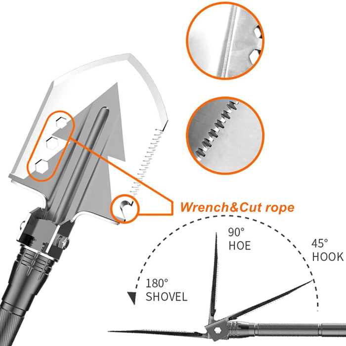 Vibe Geeks Multifunctional Shovel Tactical Outdoor Survival